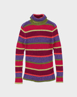 Vintage Y2k 00s Talbots Striped Roll Neck Jumper - M