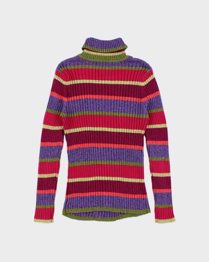 Vintage Y2k 00s Talbots Striped Roll Neck Jumper - M