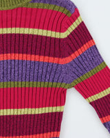 Vintage Y2k 00s Talbots Striped Roll Neck Jumper - M