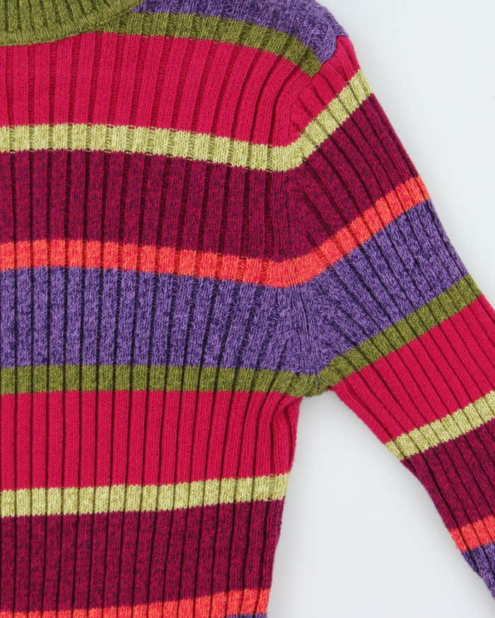 Vintage Y2k 00s Talbots Striped Roll Neck Jumper - M