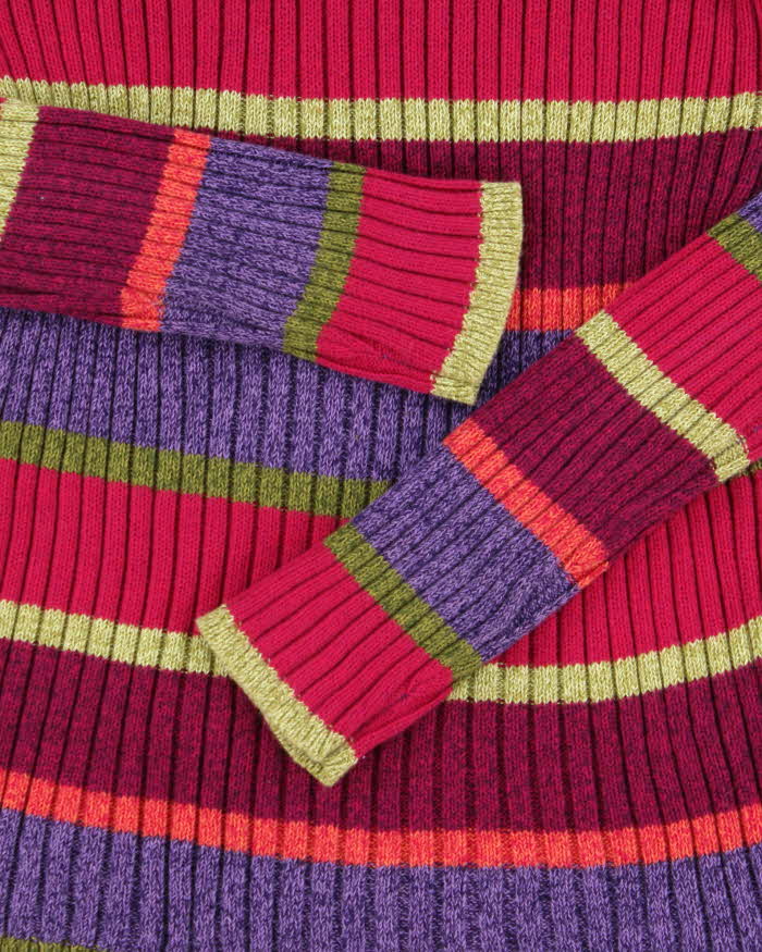 Vintage Y2k 00s Talbots Striped Roll Neck Jumper - M