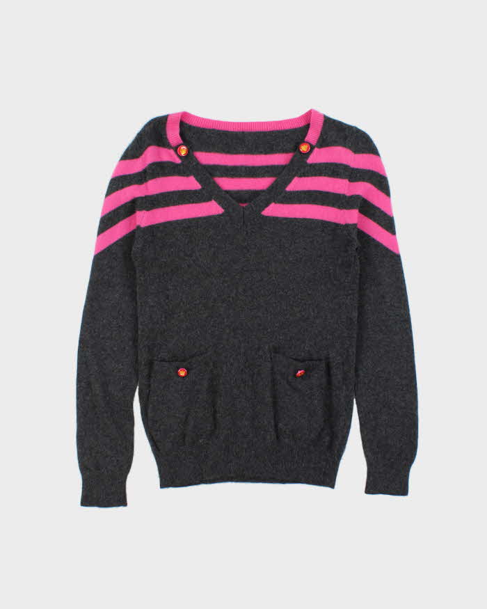 Vintage Stripe V-neck Cashmere Jumper - S