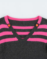 Vintage Stripe V-neck Cashmere Jumper - S