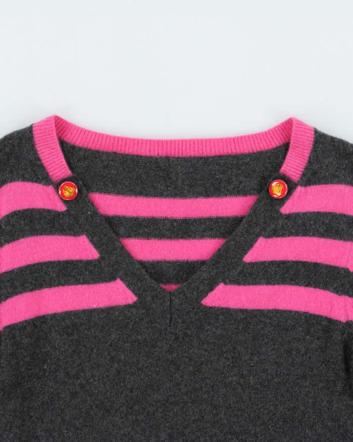 Vintage Stripe V-neck Cashmere Jumper - S