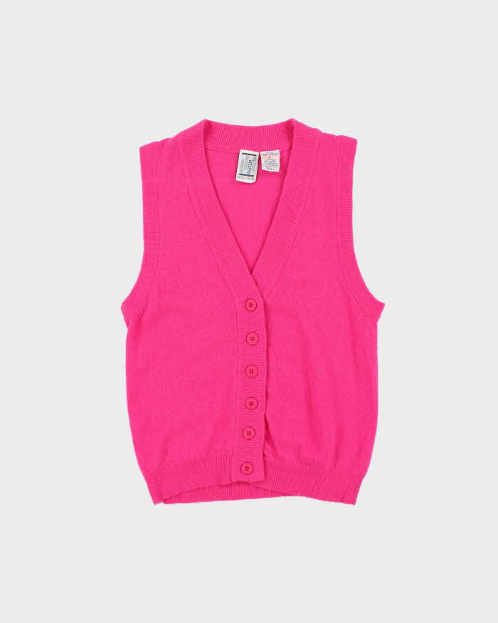 Vintage Brass Plum Wool & Angora Button-up Tank Knit - S