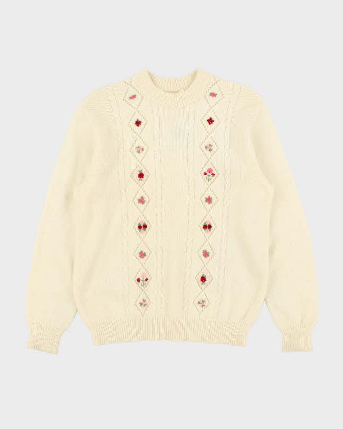 Vintage Snowy Peak Wool & Mohair Jumper - M