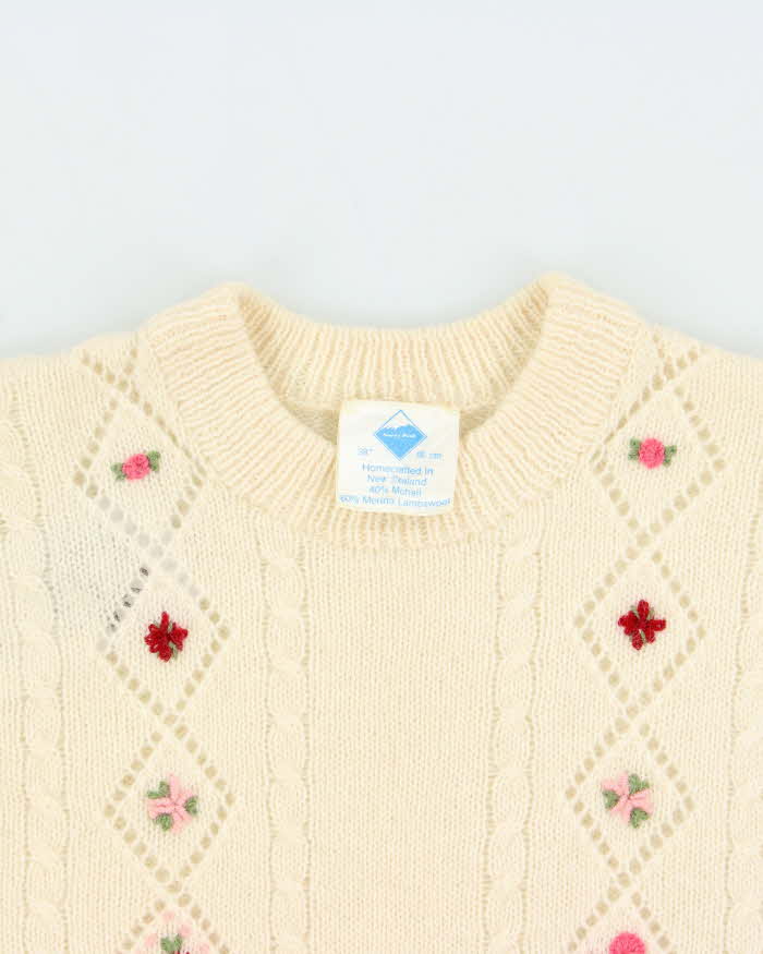 Vintage Snowy Peak Wool &amp; Mohair Jumper - M