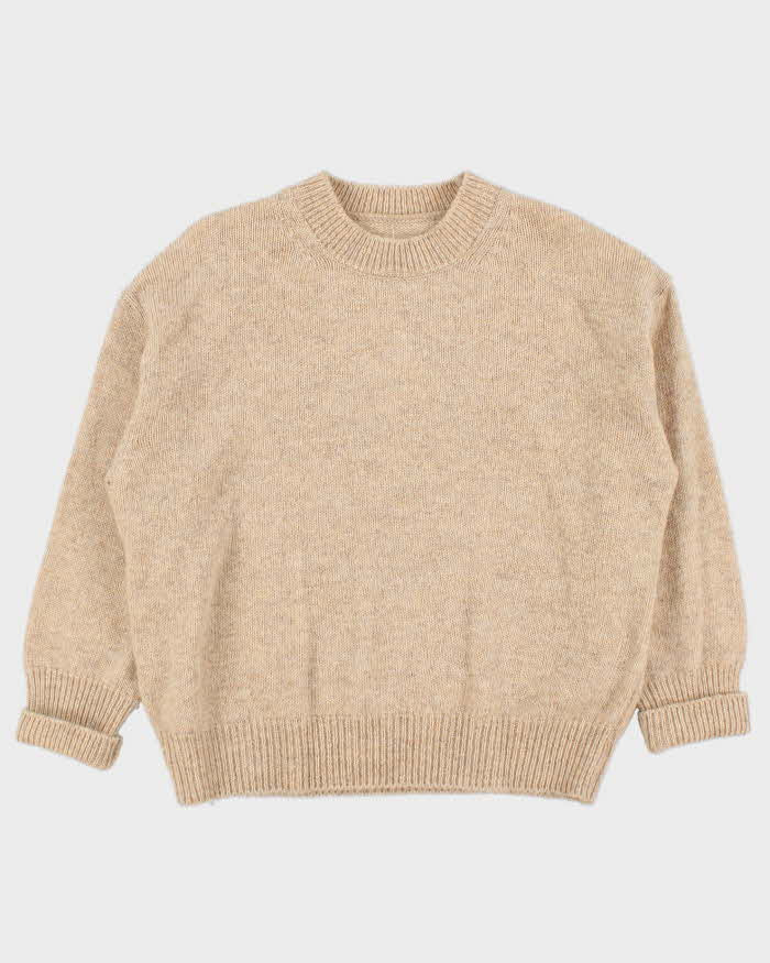 Vintage 1990s Speckled Wool Hand Knit Oversized Women's Crewneck Jumper - M