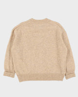 Vintage 1990s Speckled Wool Hand Knit Oversized Women's Crewneck Jumper - M
