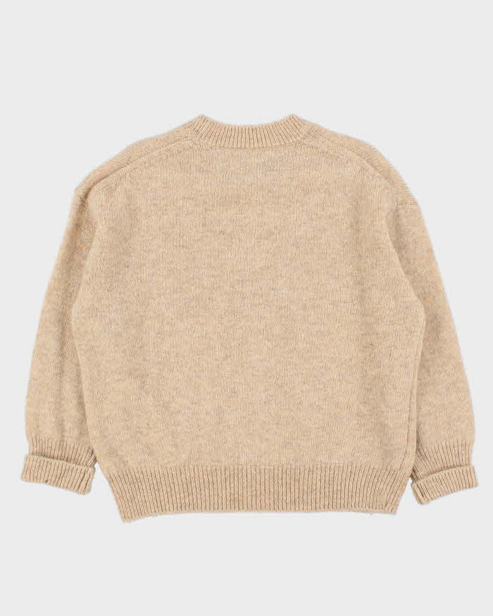 Vintage 1990s Speckled Wool Hand Knit Oversized Women's Crewneck Jumper - M