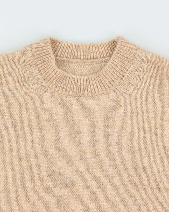 Vintage 1990s Speckled Wool Hand Knit Oversized Women's Crewneck Jumper - M