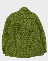 Vintage 1990s Women's Chunky Cable Hand Knit Oversized Cardigan - L