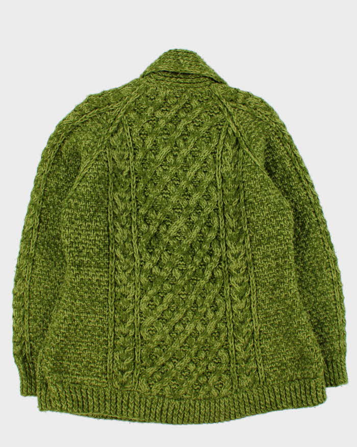 Vintage 1990s Women's Chunky Cable Hand Knit Oversized Cardigan - L