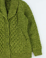 Vintage 1990s Women's Chunky Cable Hand Knit Oversized Cardigan - L