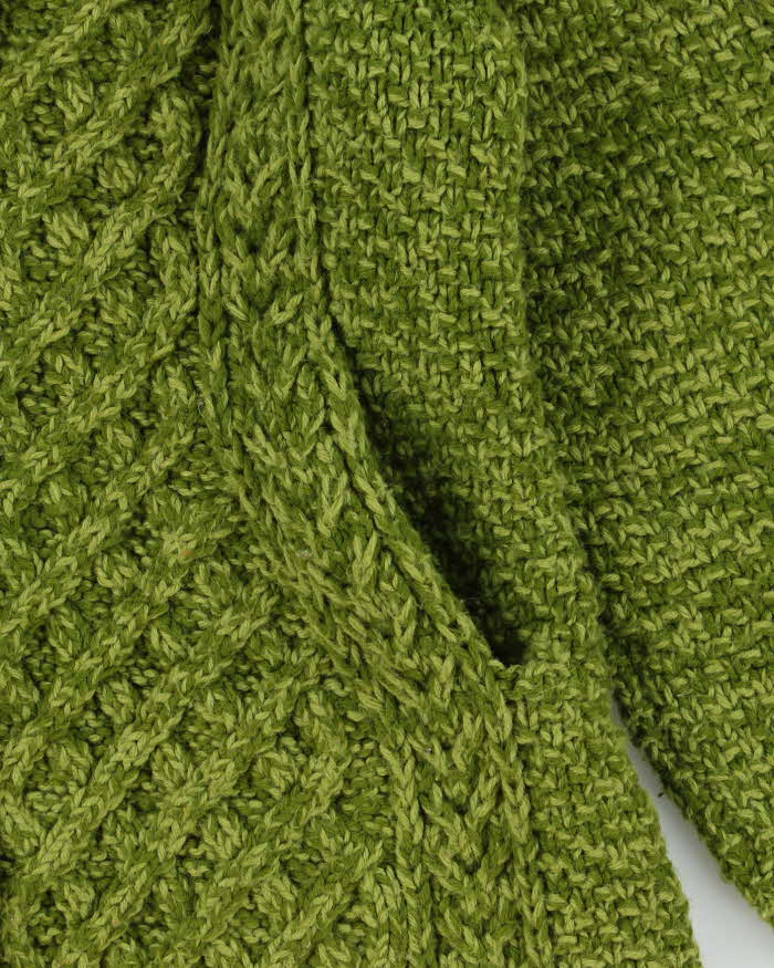 Vintage 1990s Women's Chunky Cable Hand Knit Oversized Cardigan - L