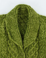 Vintage 1990s Women's Chunky Cable Hand Knit Oversized Cardigan - L
