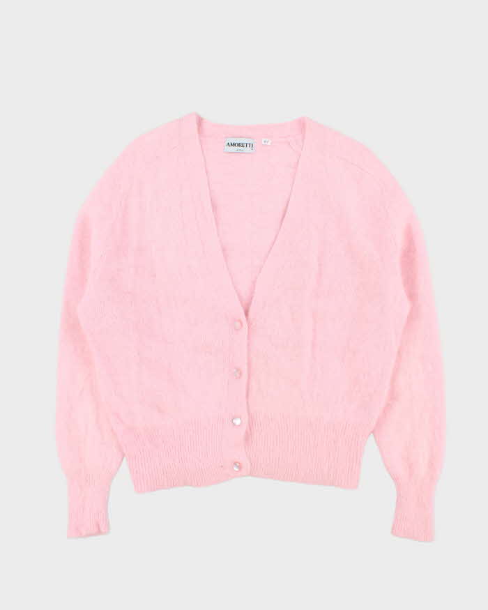 Vintage 1990s Amoretti Baby Pink Angora Women's Cardigan - S