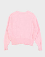 Vintage 1990s Amoretti Baby Pink Angora Women's Cardigan - S
