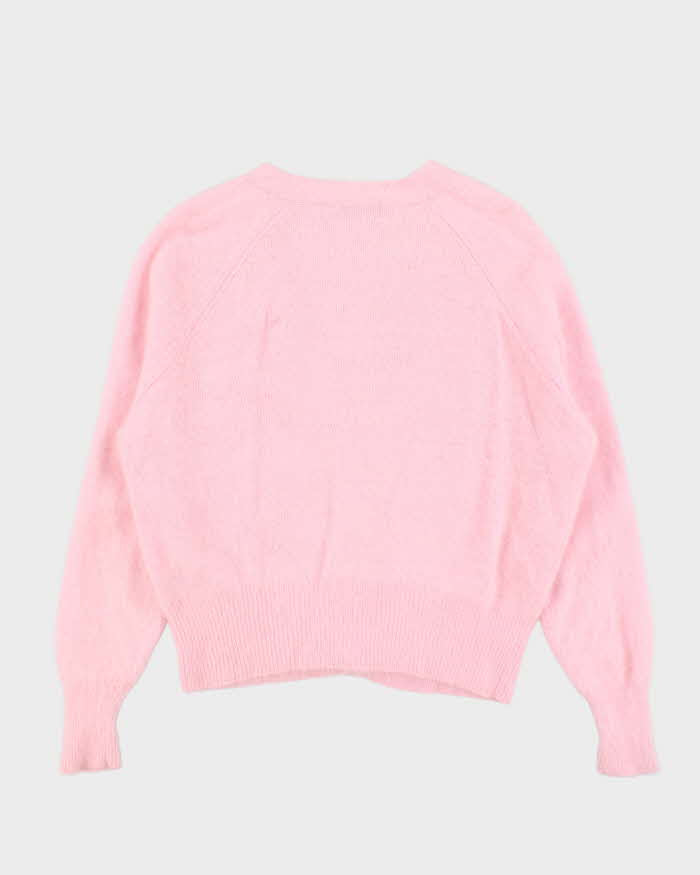 Vintage 1990s Amoretti Baby Pink Angora Women's Cardigan - S