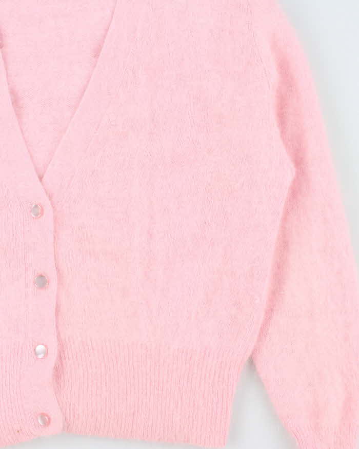 Vintage 1990s Amoretti Baby Pink Angora Women's Cardigan - S
