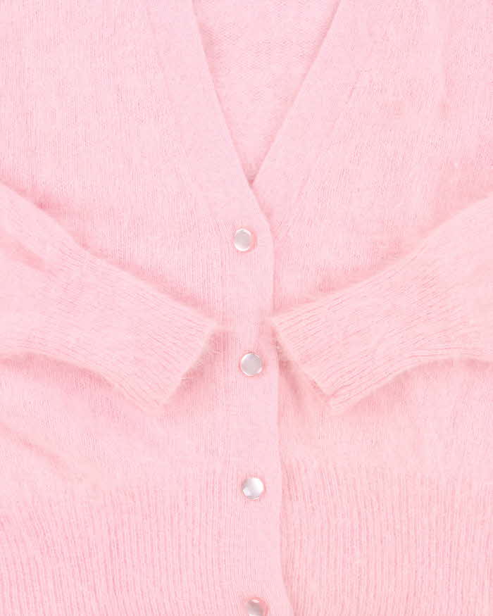 Vintage 1990s Amoretti Baby Pink Angora Women's Cardigan - S