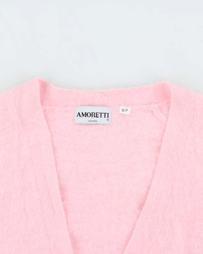 Vintage 1990s Amoretti Baby Pink Angora Women's Cardigan - S