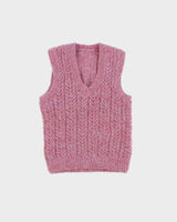 Vintage 1990s Women's Hand Knit Cable Mohair Wool Chunky Sweater Vest - XS