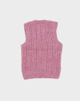 Vintage 1990s Women's Hand Knit Cable Mohair Wool Chunky Sweater Vest - XS