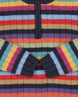 Vintage Y2K 00s Women's Gant Striped Wool Ribbed Quarter-Zip Knit Jumper - L