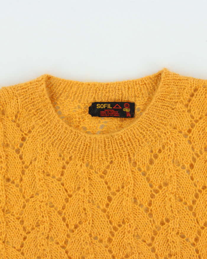 Vintage 1980s Sofil Hand Knit Mohair Wool Women's Crewneck Jumper - M