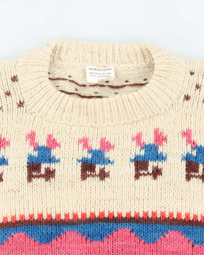 Vintage Handmade Peru Wool Jumper - L