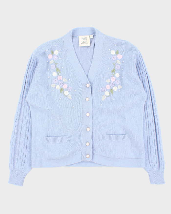Vintage South Lodge Embroidered Angora Blend Cardigan - S/M