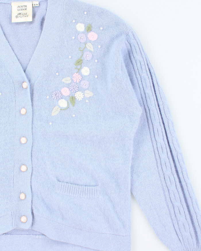 Vintage South Lodge Embroidered Angora Blend Cardigan - S/M
