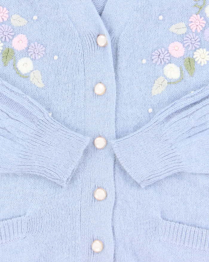 Vintage South Lodge Embroidered Angora Blend Cardigan - S/M