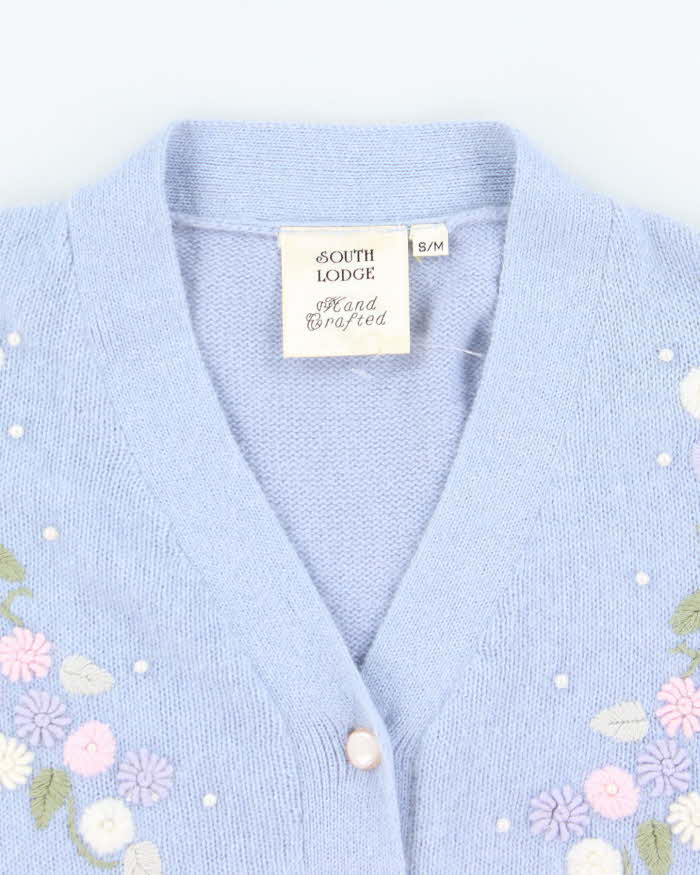 Vintage South Lodge Embroidered Angora Blend Cardigan - S/M