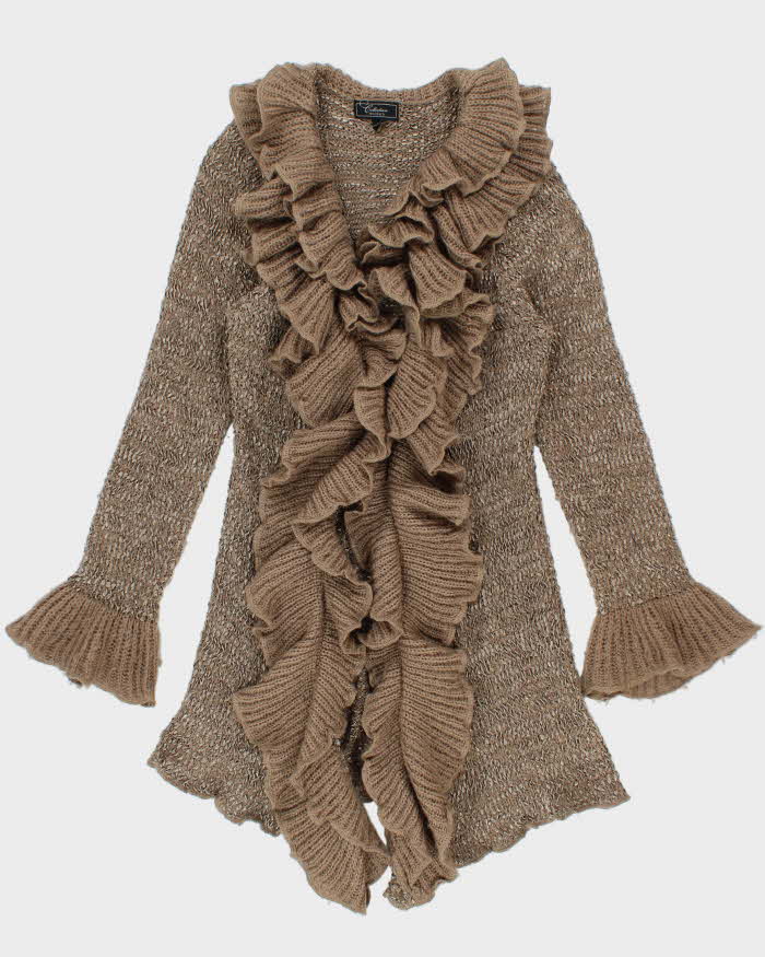 Vintage Y2k 00s Dress Barn Ruffle Long Cardigan - L