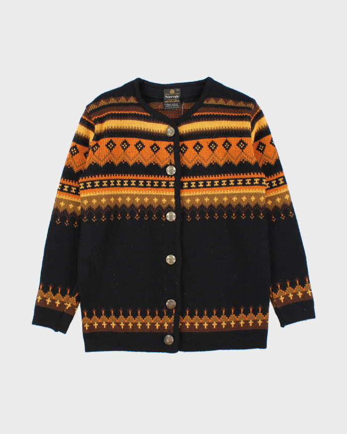 Vintage 1970s Norvyk Ren Dale Women's Nordic Wool Ski Cardigan - S