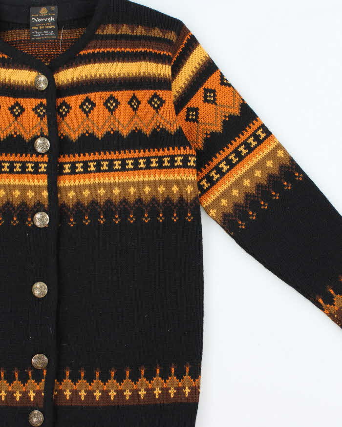 Vintage 1970s Norvyk Ren Dale Women's Nordic Wool Ski Cardigan - S