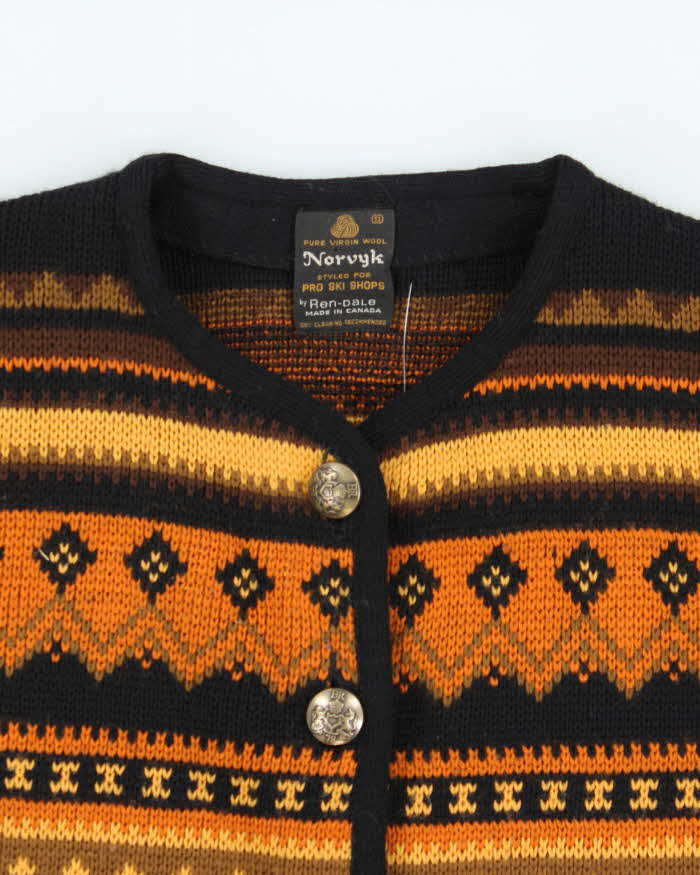 Vintage 1970s Norvyk Ren Dale Women's Nordic Wool Ski Cardigan - S