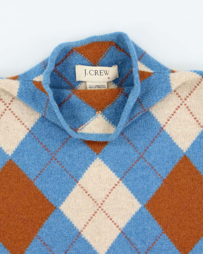 Vintage 00s J. Crew Argyle Wool Jumper - M
