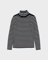 Vintage Y2K 00s Lauren Ralph Lauren Women's Striped Stretch Ribbed Roll Neck Knit Jumper - L