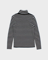 Vintage Y2K 00s Lauren Ralph Lauren Women's Striped Stretch Ribbed Roll Neck Knit Jumper - L