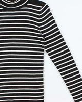 Vintage Y2K 00s Lauren Ralph Lauren Women's Striped Stretch Ribbed Roll Neck Knit Jumper - L