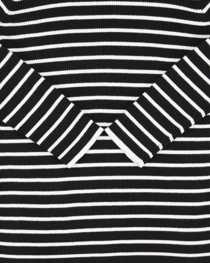 Vintage Y2K 00s Lauren Ralph Lauren Women's Striped Stretch Ribbed Roll Neck Knit Jumper - L