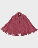 Vintage 1960s Andrew Stewart Scottish Mohair Wool Knit Women's Cape - M