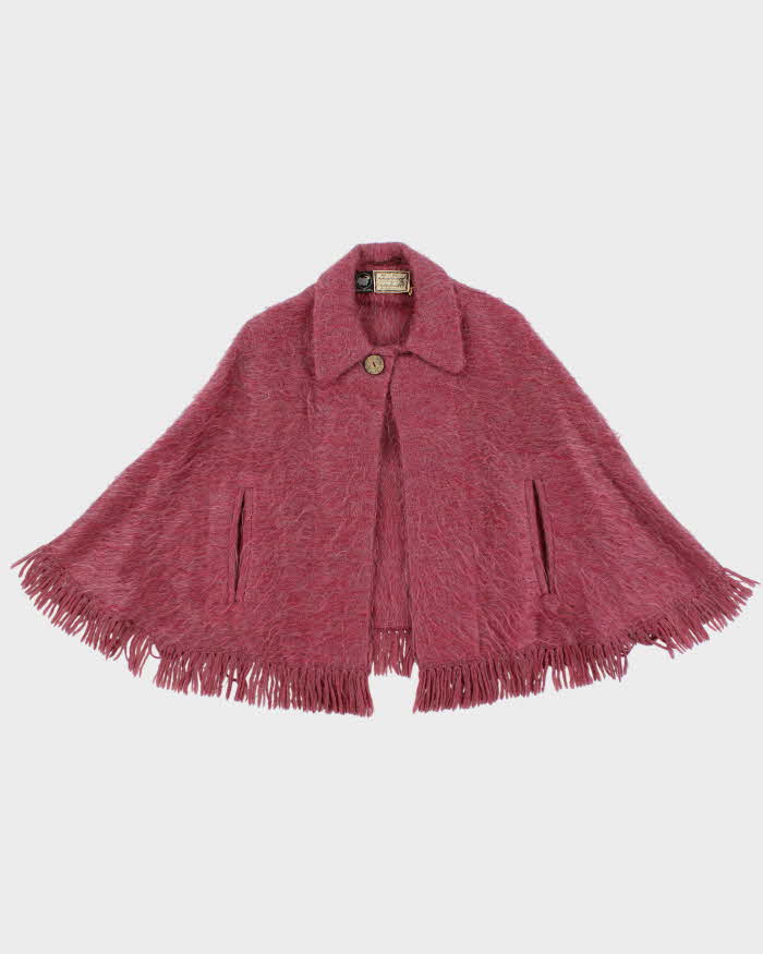 Vintage 1960s Andrew Stewart Scottish Mohair Wool Knit Women's Cape - M