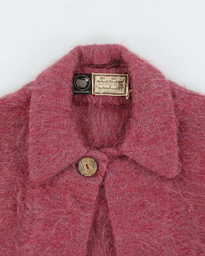 Vintage 1960s Andrew Stewart Scottish Mohair Wool Knit Women's Cape - M