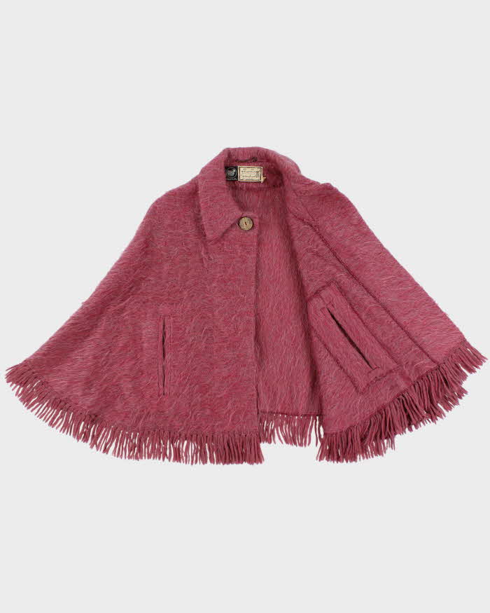 Vintage 1960s Andrew Stewart Scottish Mohair Wool Knit Women's Cape - M