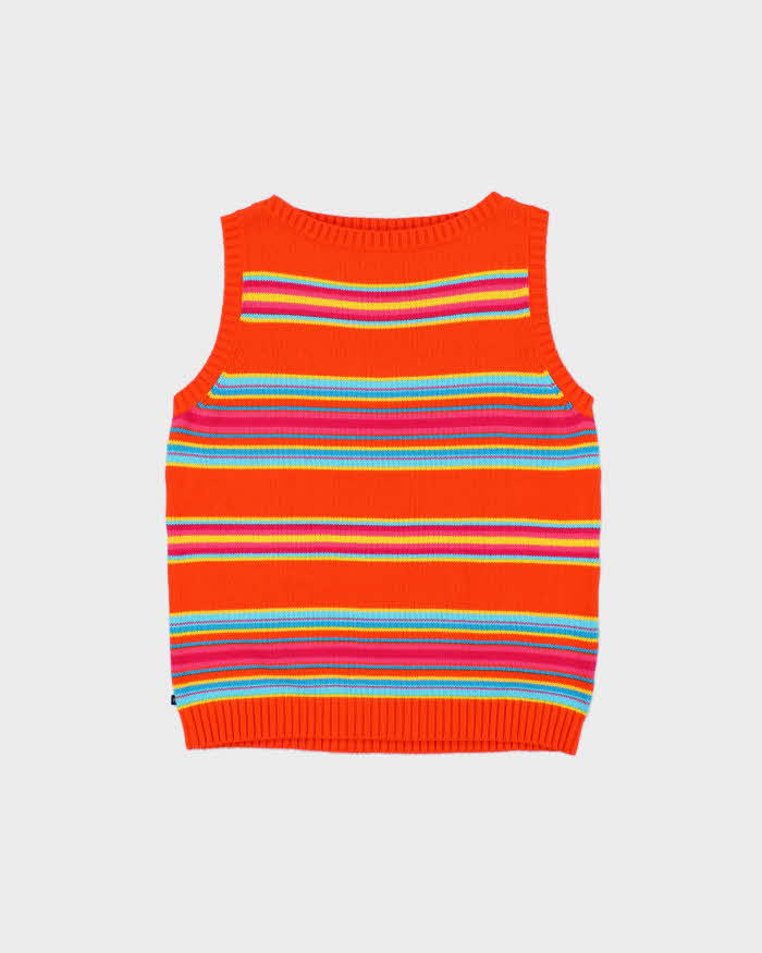 Vintage 1990s Ralph Lauren Stripe Boat Neck Sleeveless Knit Jumper - M
