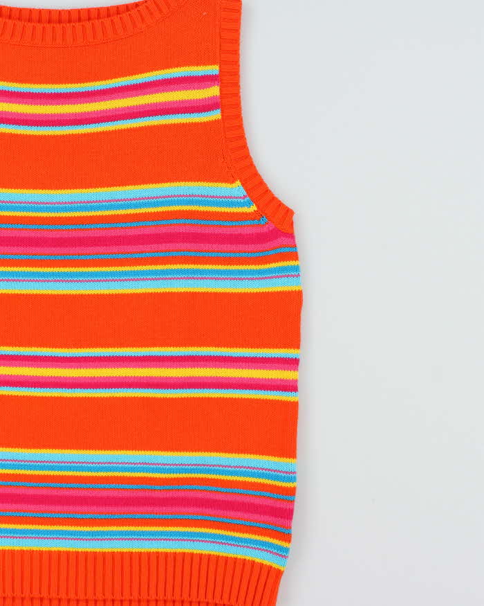 Vintage 1990s Ralph Lauren Stripe Boat Neck Sleeveless Knit Jumper - M
